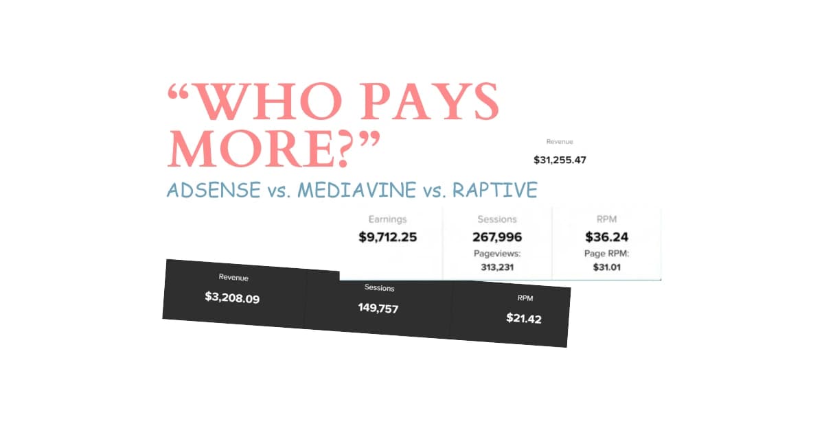 AdSense vs. Mediavine vs. Monumetric vs. Raptive: Which Is BEST for Pinterest Traffic?